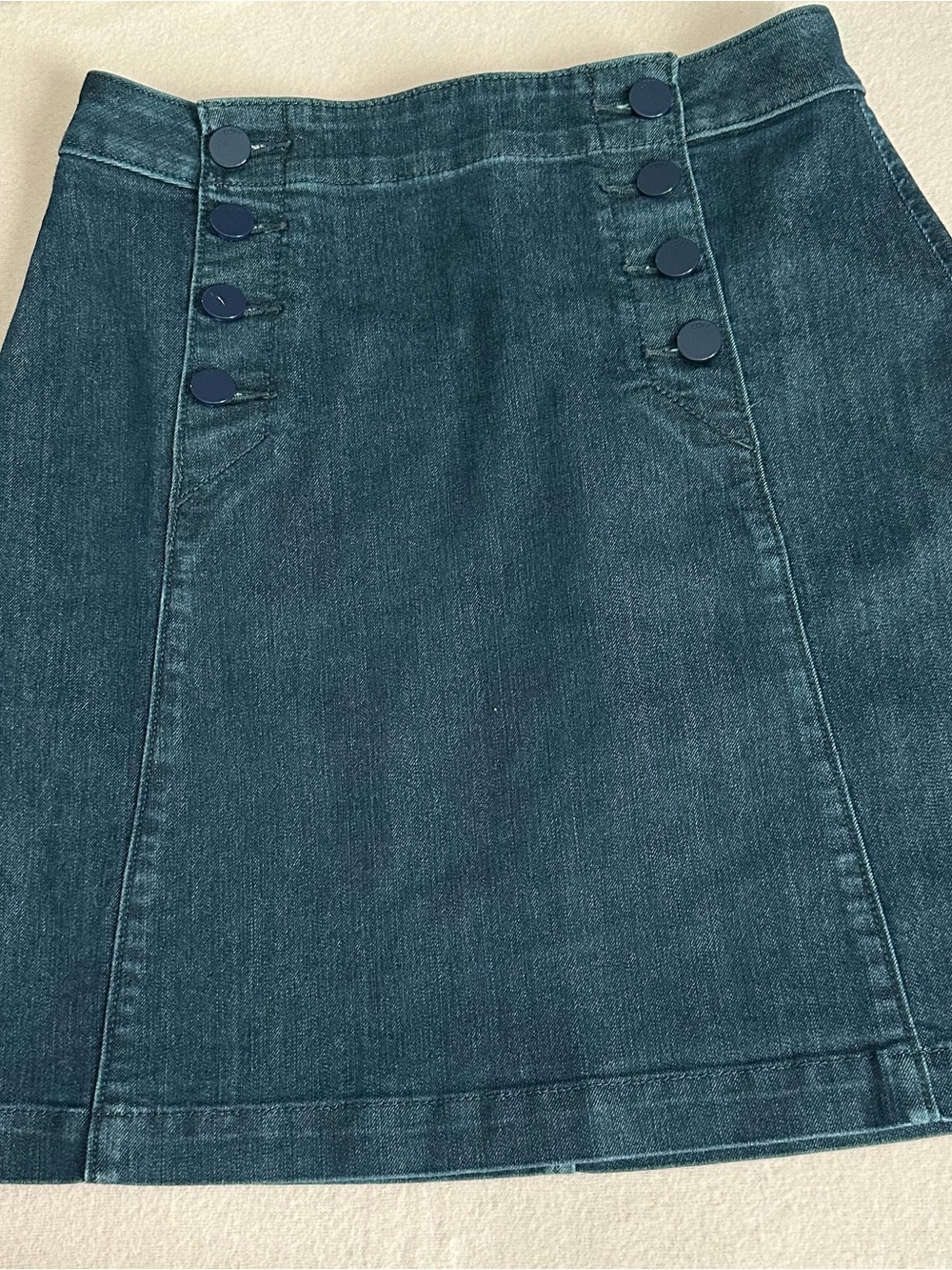 LOFT Dark blue Denim Button-Front Mini Skirt
